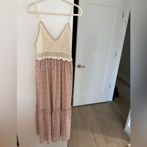 Zara crochet and floral slip dress